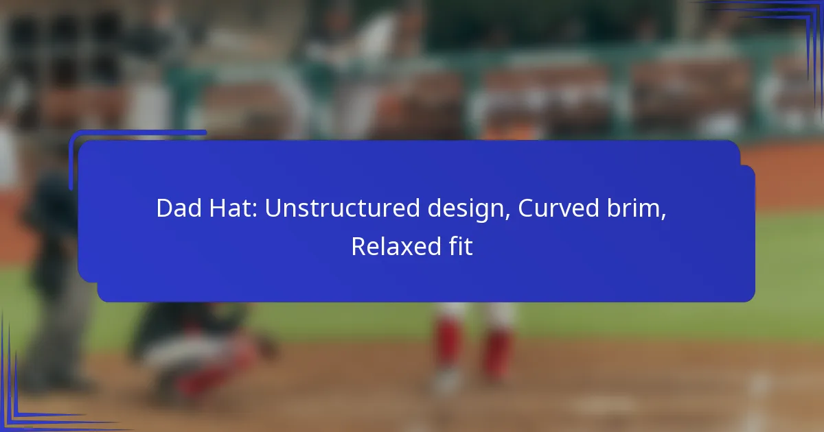 Dad Hat: Unstructured design, Curved brim, Relaxed fit