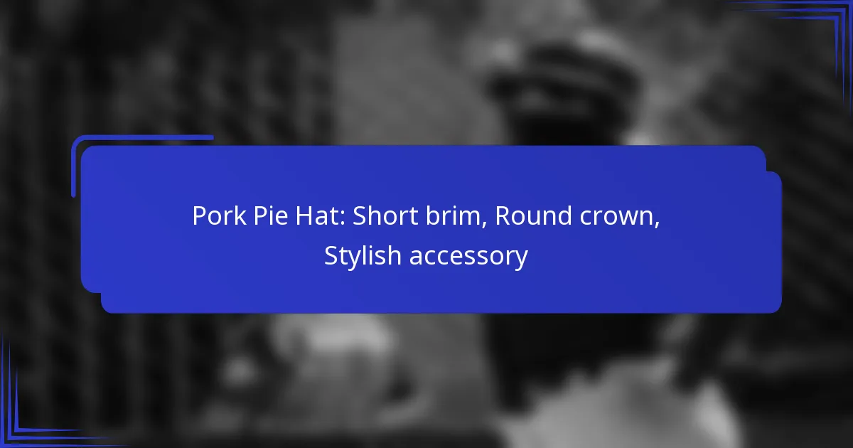 Pork Pie Hat: Short brim, Round crown, Stylish accessory