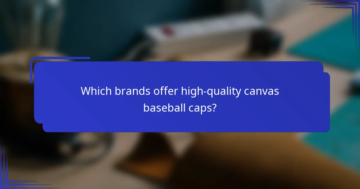 Which brands offer high-quality canvas baseball caps?